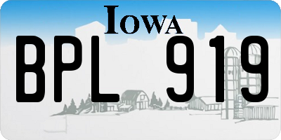IA license plate BPL919