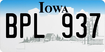 IA license plate BPL937
