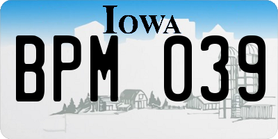 IA license plate BPM039