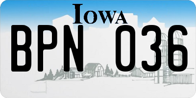 IA license plate BPN036
