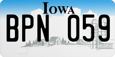 IA license plate BPN059