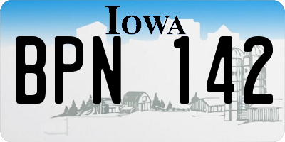 IA license plate BPN142