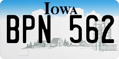 IA license plate BPN562