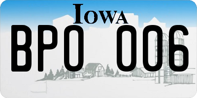 IA license plate BPO006