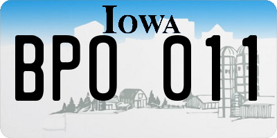 IA license plate BPO011