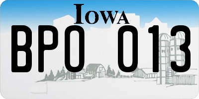 IA license plate BPO013