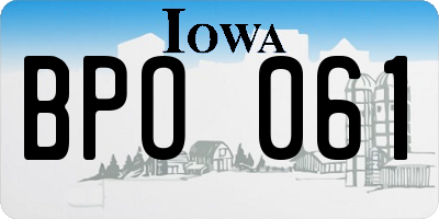 IA license plate BPO061