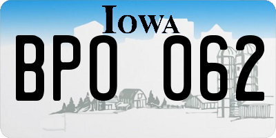 IA license plate BPO062