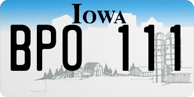 IA license plate BPO111