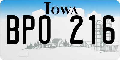 IA license plate BPO216