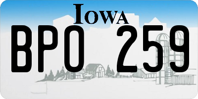 IA license plate BPO259