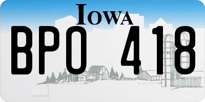 IA license plate BPO418