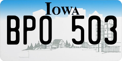 IA license plate BPO503