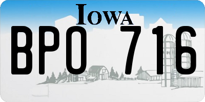 IA license plate BPO716