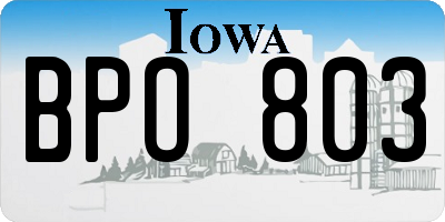 IA license plate BPO803