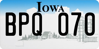 IA license plate BPQ070
