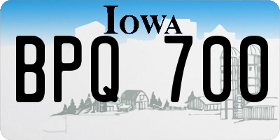 IA license plate BPQ700