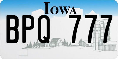 IA license plate BPQ777