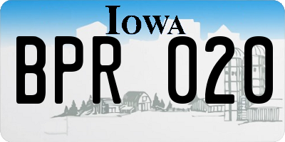 IA license plate BPR020