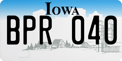 IA license plate BPR040