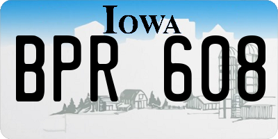 IA license plate BPR608