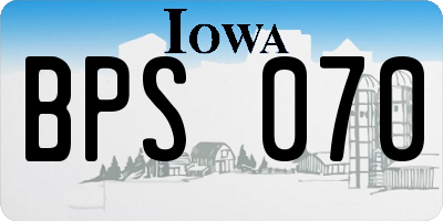 IA license plate BPS070