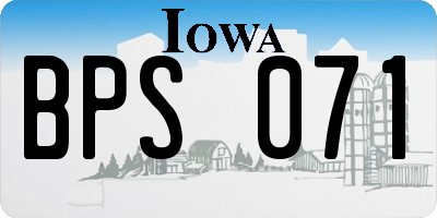 IA license plate BPS071
