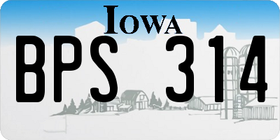 IA license plate BPS314