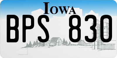 IA license plate BPS830