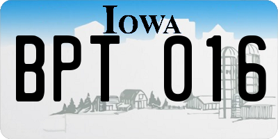IA license plate BPT016