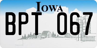 IA license plate BPT067