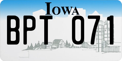 IA license plate BPT071