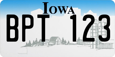 IA license plate BPT123