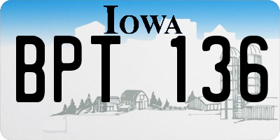 IA license plate BPT136