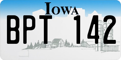 IA license plate BPT142