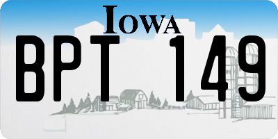 IA license plate BPT149