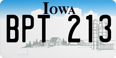 IA license plate BPT213