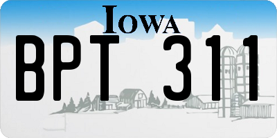 IA license plate BPT311