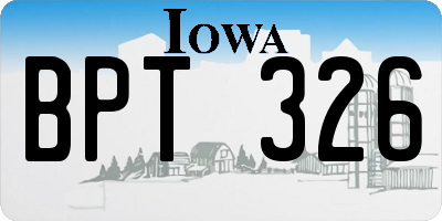 IA license plate BPT326