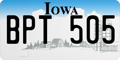 IA license plate BPT505