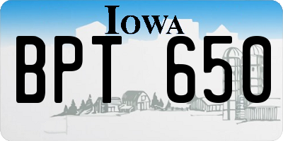 IA license plate BPT650