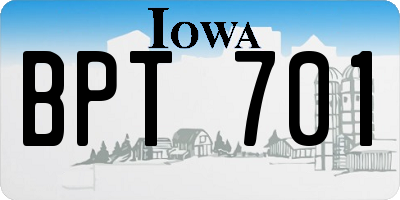 IA license plate BPT701