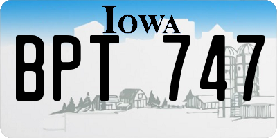 IA license plate BPT747