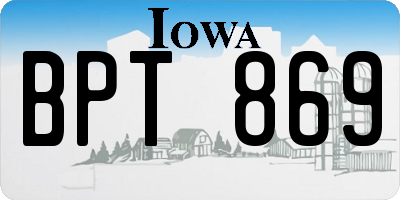 IA license plate BPT869