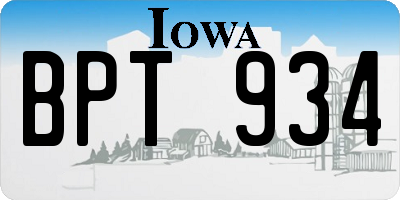 IA license plate BPT934