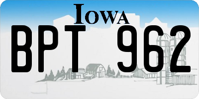 IA license plate BPT962