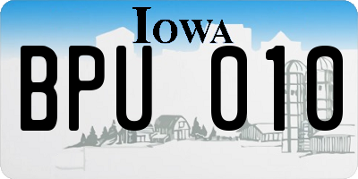 IA license plate BPU010