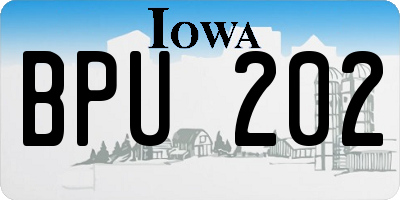 IA license plate BPU202