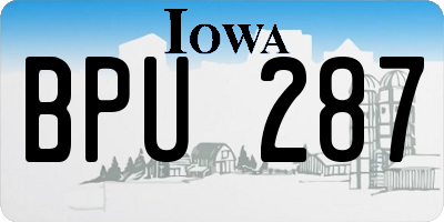 IA license plate BPU287