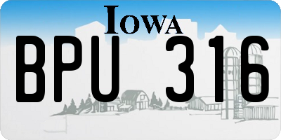 IA license plate BPU316